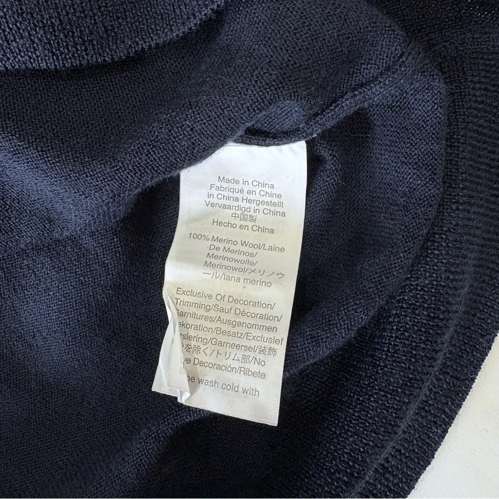 J.Crew Tippi Sweater Women M Navy Merino Wool Leopard Cuffs Preppy Chic
